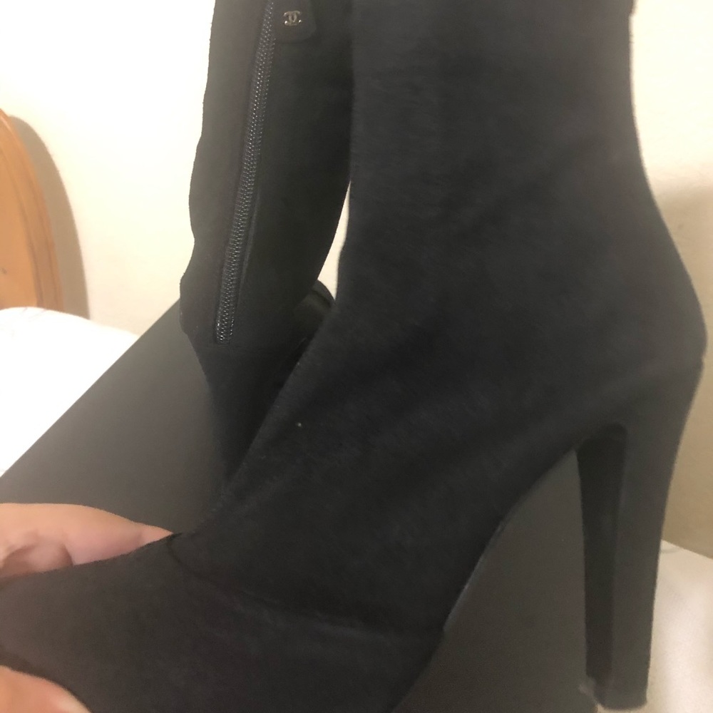 Authentic Chanel boots 37.5 black booties 7.5 new